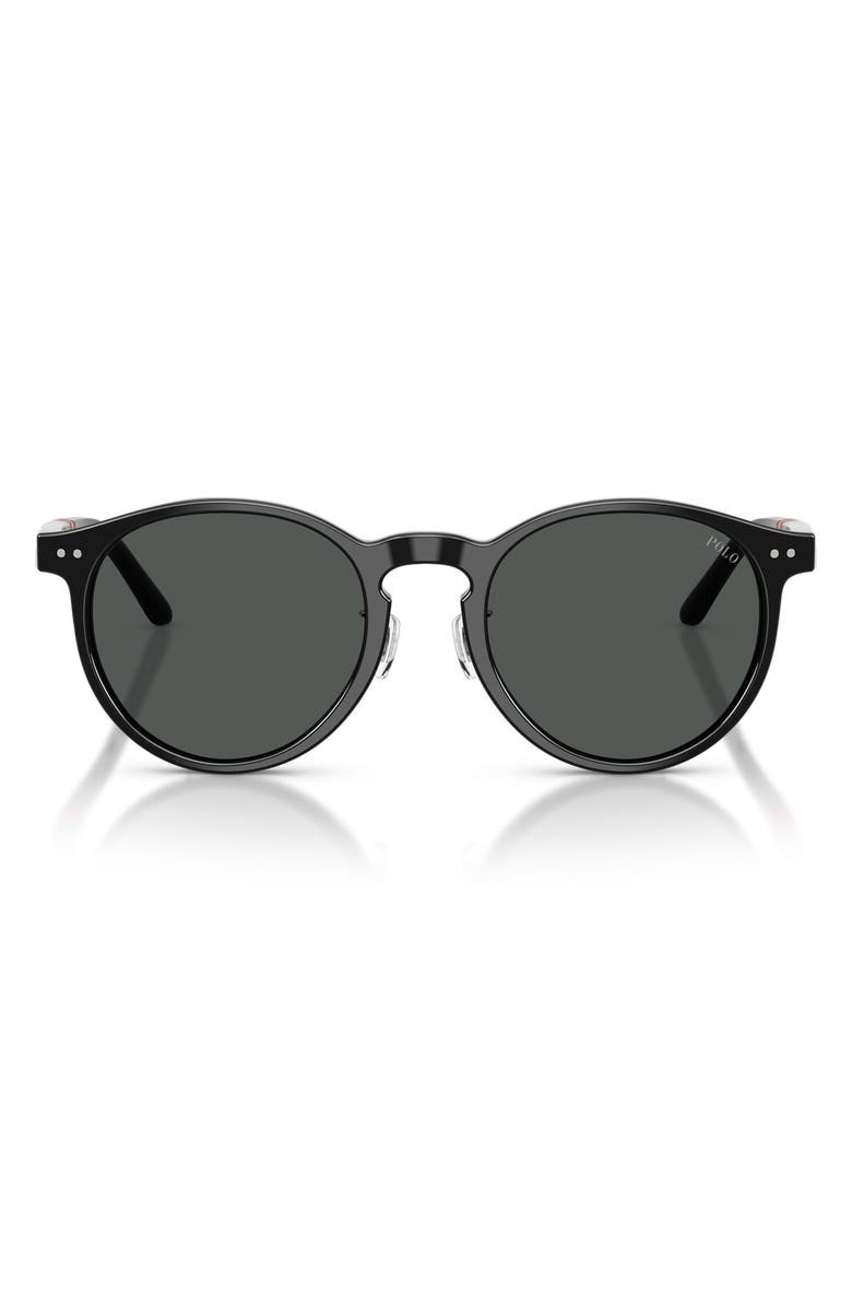 Polo Ralph Lauren 50mm Round Sunglasses, Main, color, Shiny Black / Dark Grey