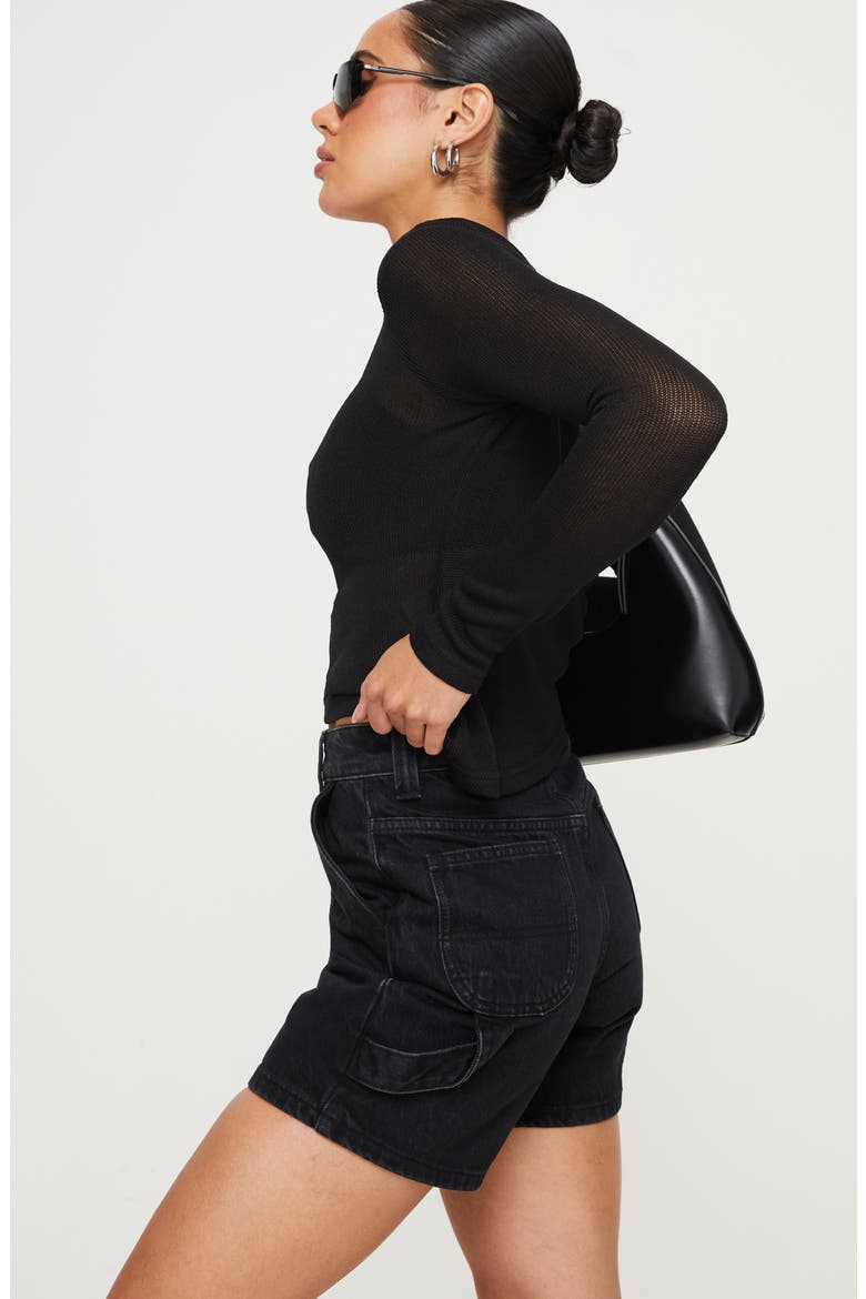 Pratt Asymmetric Hem Long Sleeve Top, Alternate, color, BLACK