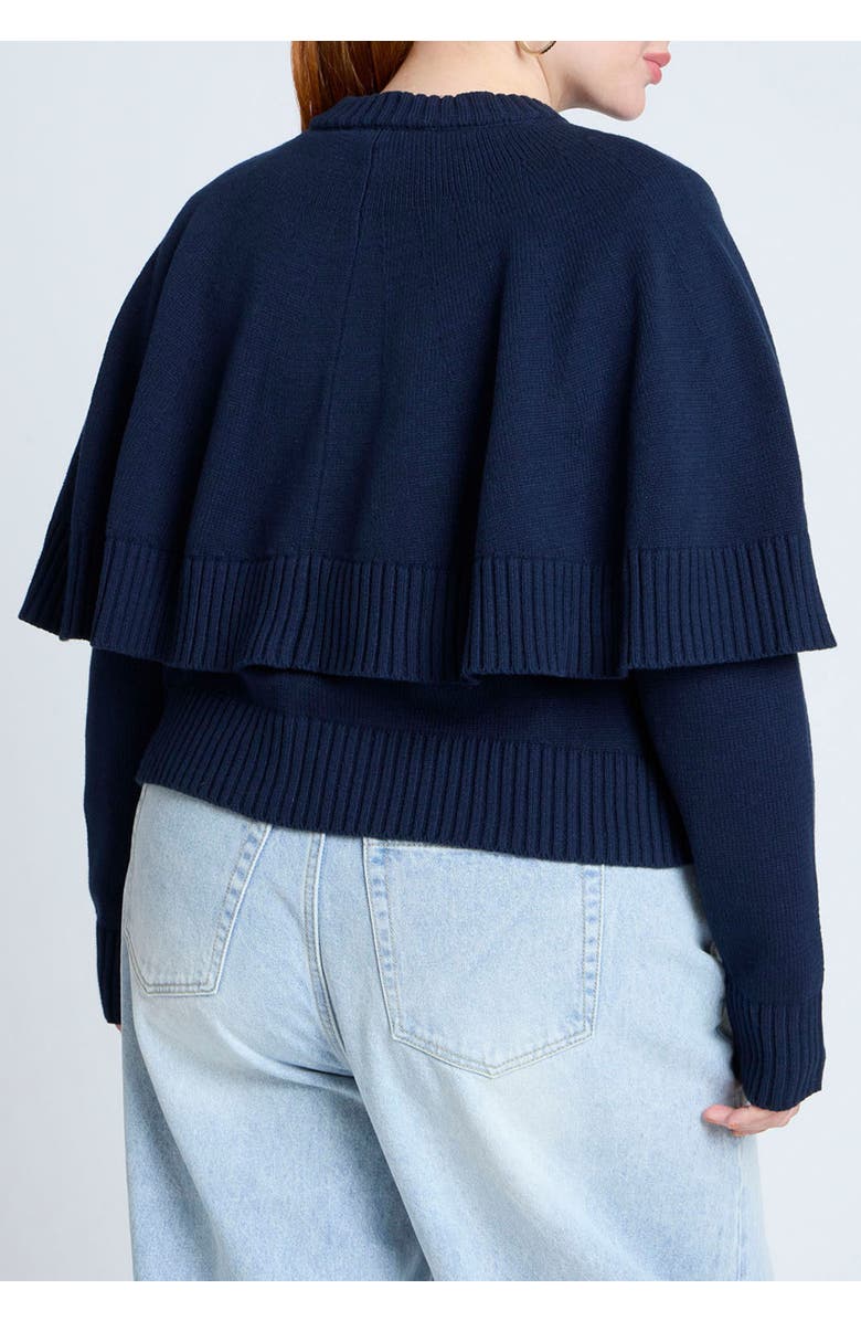 ELOQUII Cape Sweater, Alternate, color, Navy