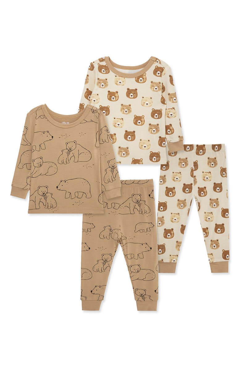 Little Me Brown Bear 2-Pack Stretch Viscose Pajama Set, Main, color, Brown