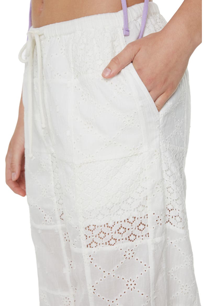 Precious Patchwork Eyelet Wide Leg Pants, Alternate, color, SNOW WHITE SOLID
