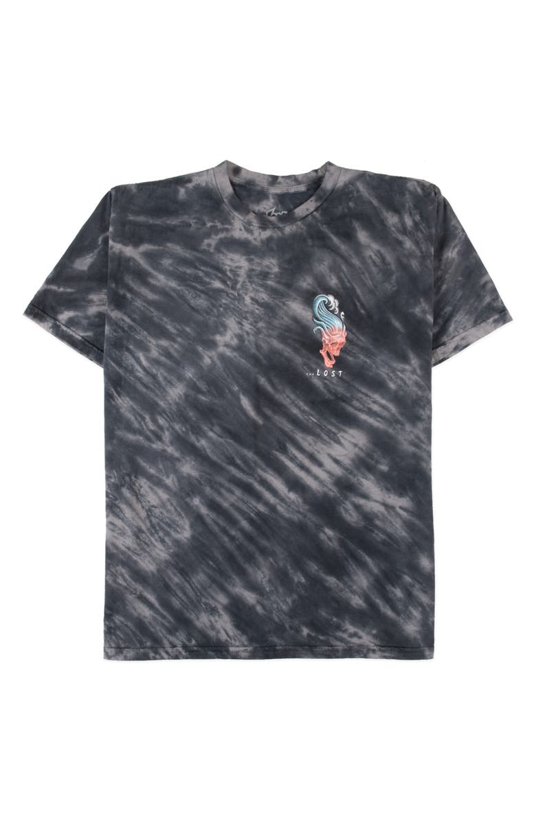 Lost Back Draft Hand Tie Dyed Graphic T-Shirt, Main, color, Black