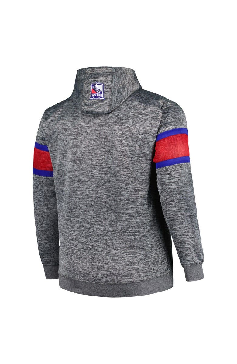 PROFILE Men's Heather Charcoal New York Rangers Big & Tall Stripe Pullover Hoodie, Alternate, color, 