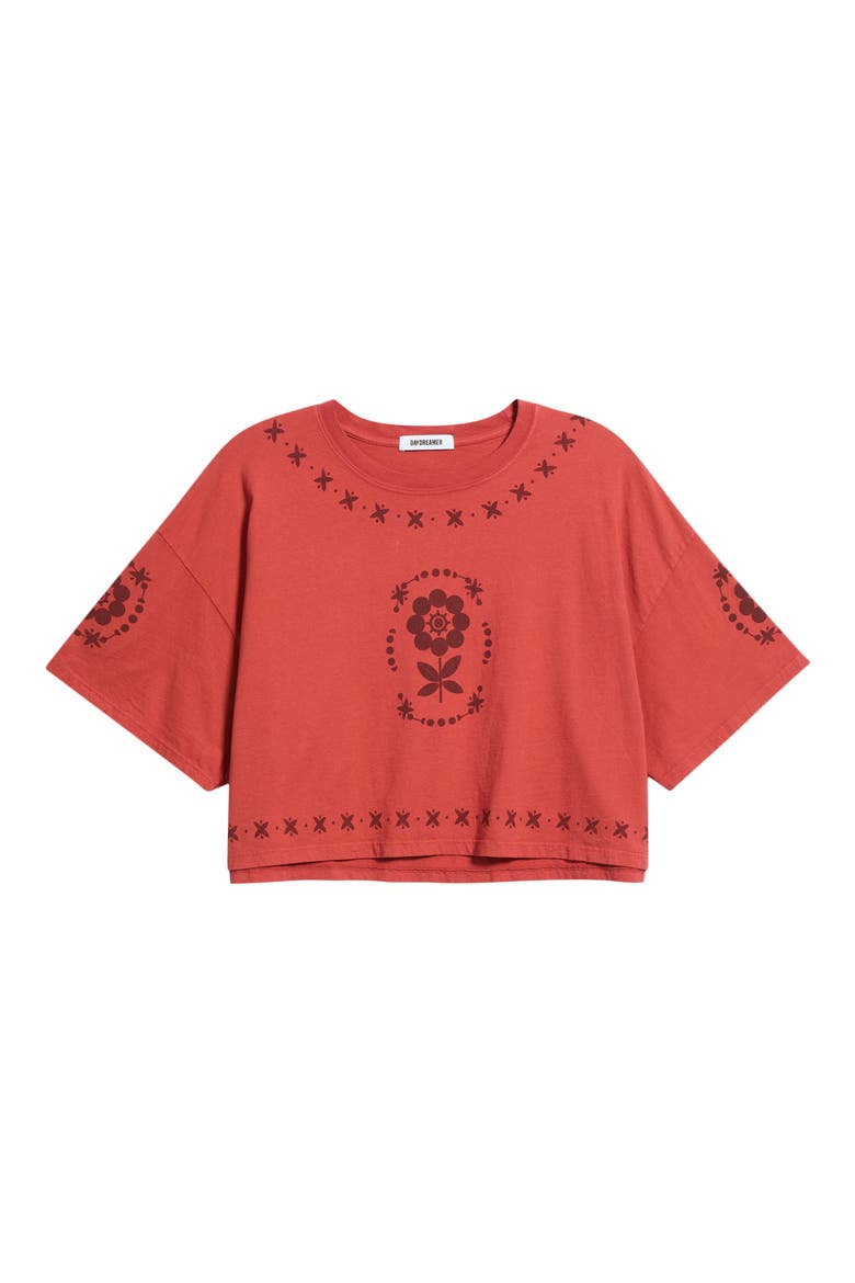 Vintage Floral Cropped Graphic T-Shirt, Alternate, color, CHILI
