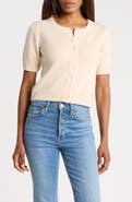 Joie Cashmere Short-Sleeve Crewneck Cardigan