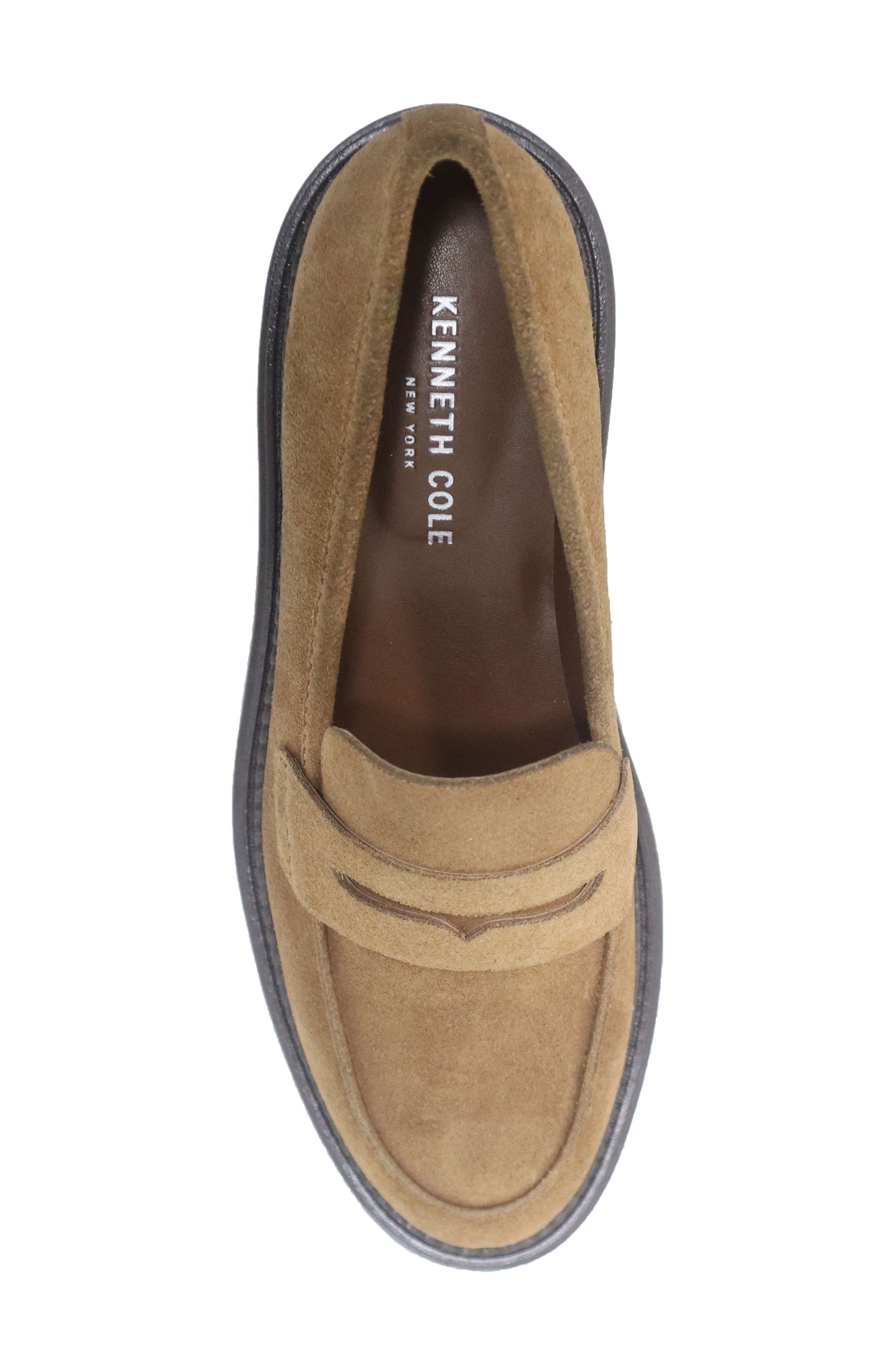 Kenneth Cole Fatima Lug Sole Penny Loafer, Alternate, color, Caramel Suede