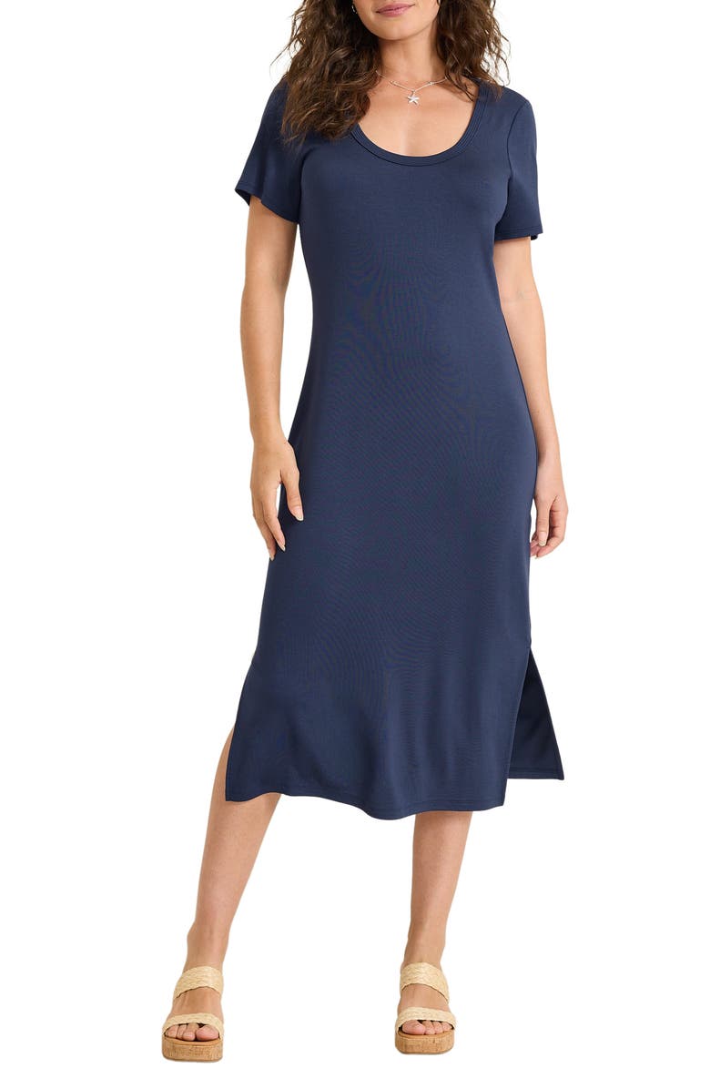 Tommy Bahama Drapey Ponte Midi Dress, Main, color, Coastline