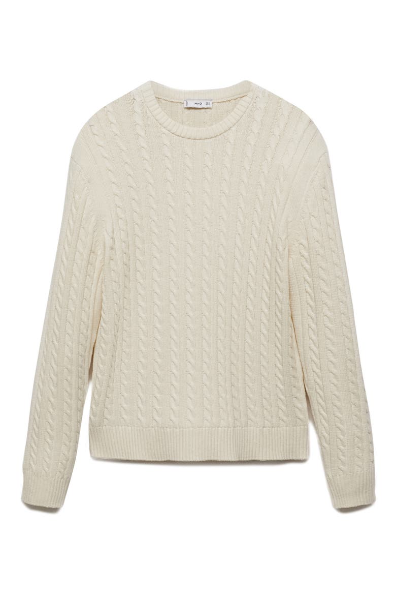 Cable Stitch Cotton Blend Sweater, Alternate, color, OFF WHITE