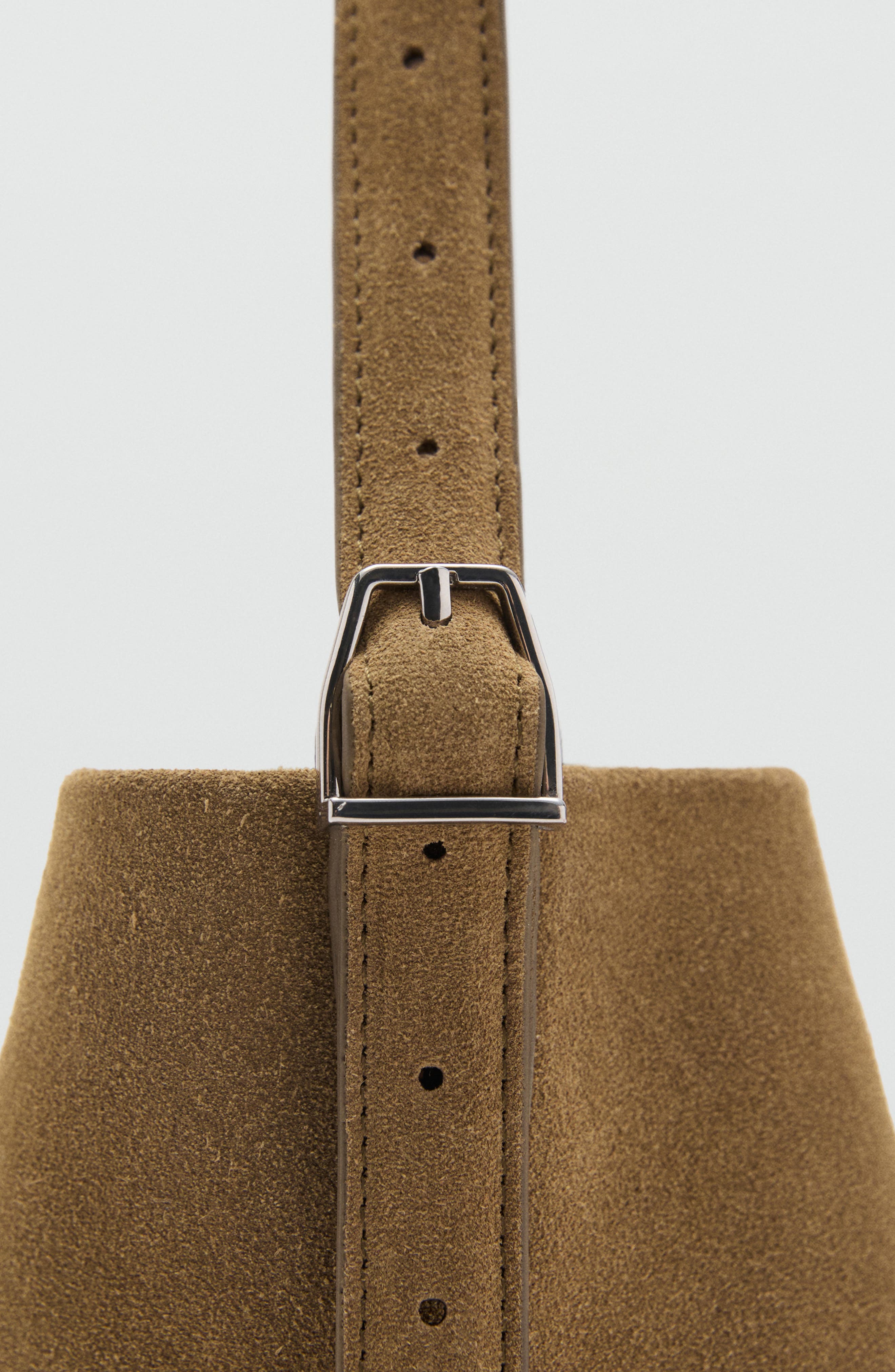 MANGO Leather Bucket Bag, Alternate, color, Tobacco Brown