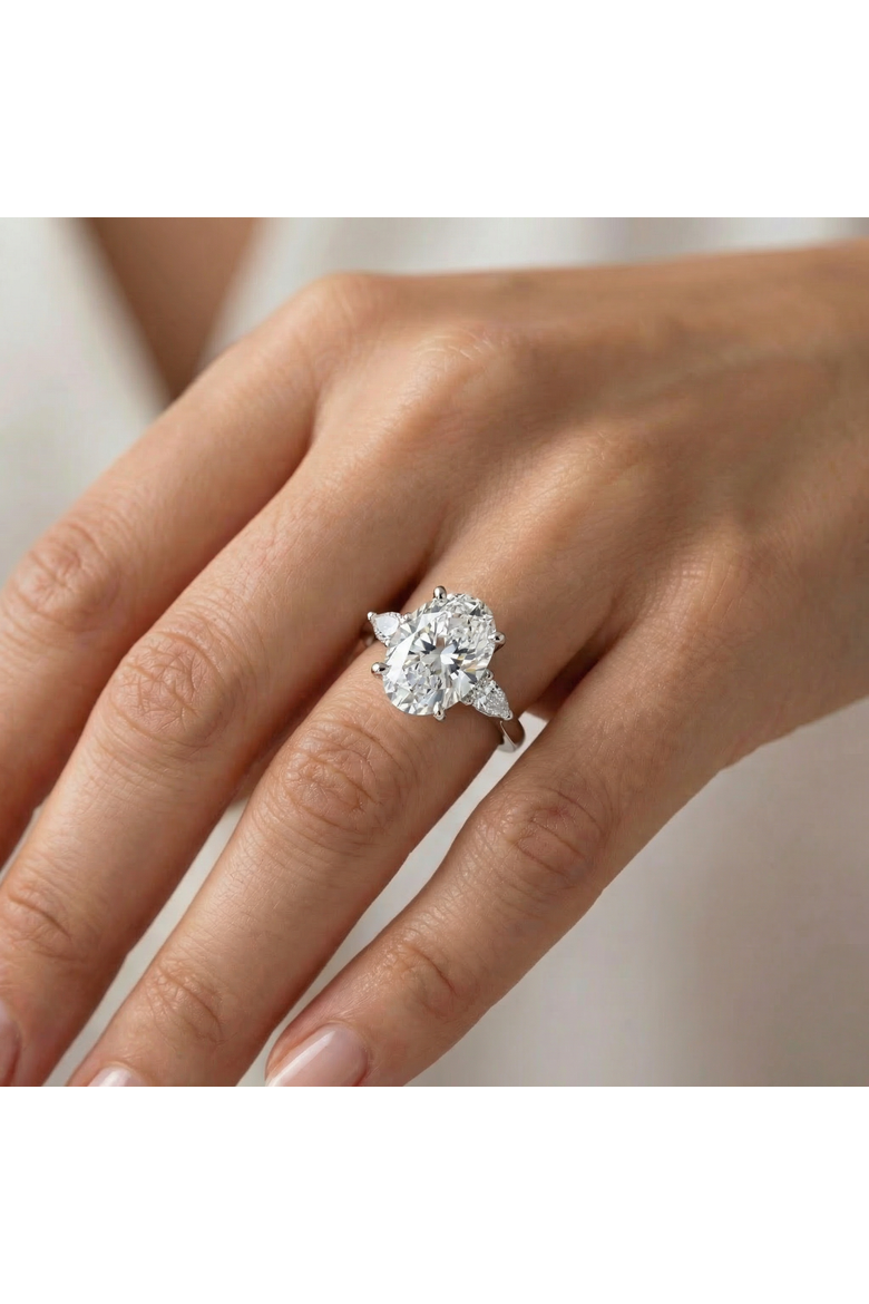 Certified 4 1/3Ct Oval/Pear Diamond Engagement Ring 14k Gold or Pt Lab Grown, Alternate, color, 14k Yellow Gold