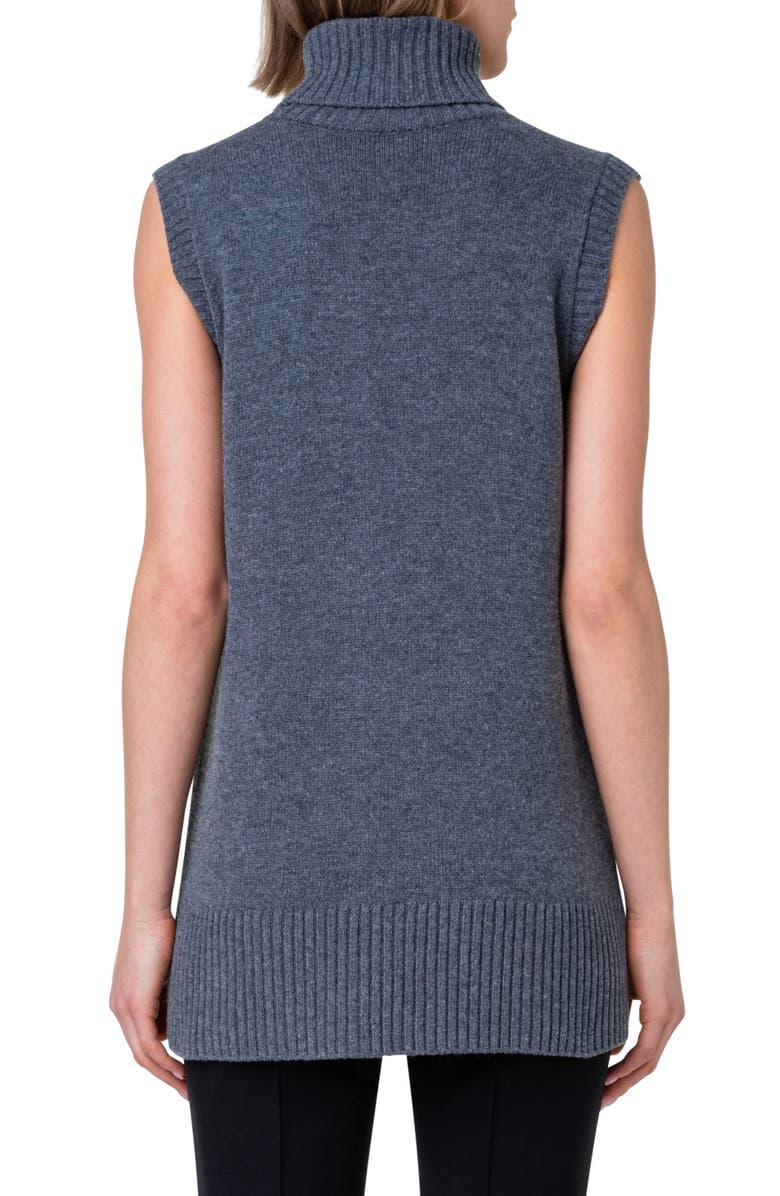 Akris punto Sleeveless Longline Virgin Wool & Cashmere Sweater, Alternate, color, 085 Slate