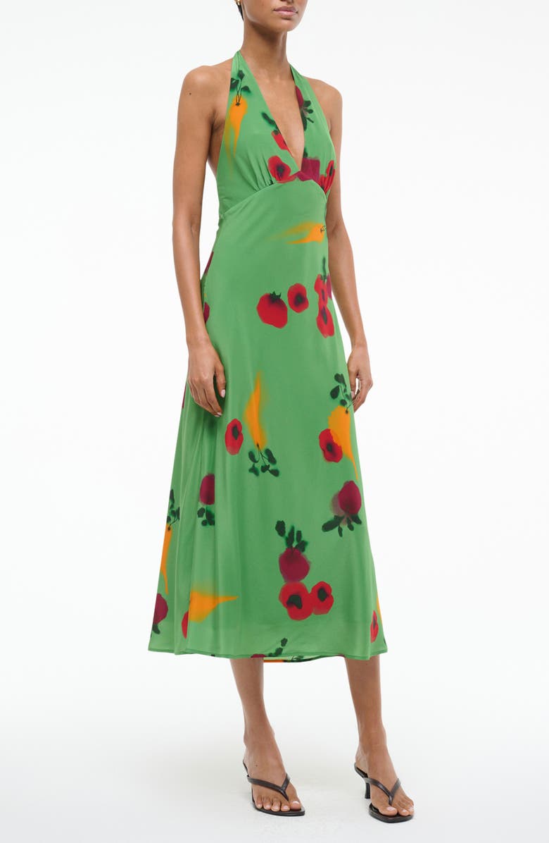 STAUD Lucca Silk Halter Dress, Main, color, Farmers Market Leaf