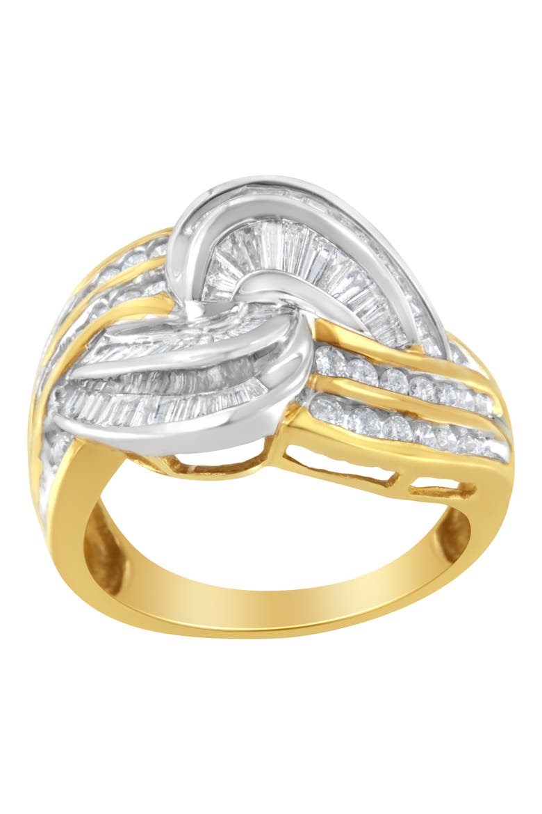 10KT Two-Toned Gold 1.0 Cttw Diamond Bypass Ring, Alternate, color, Yellow