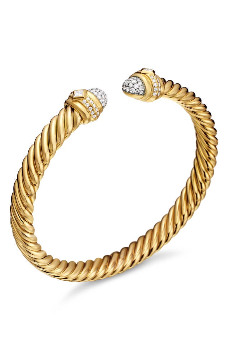 David Yurman Renaissance<sup>®</sup> Oval Cablespira Bracelet in 18K Yellow Gold with Diamonds, 7mm, Alternate, color, 18K Yellow Gold