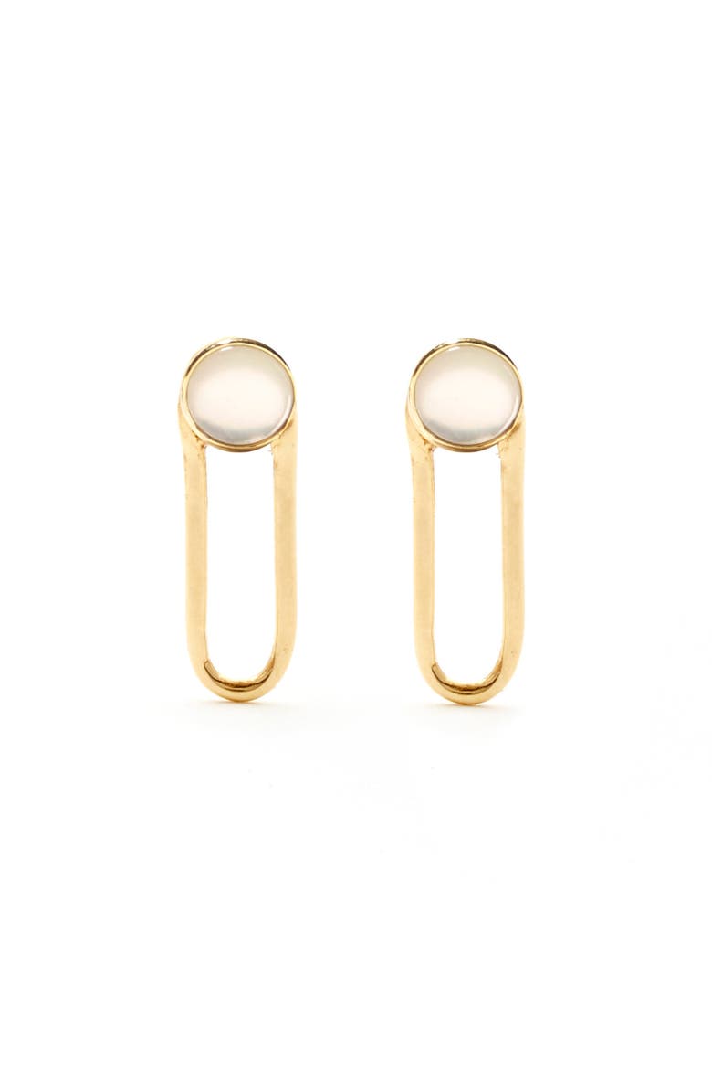 Aura Earrings, Alternate, color, Mother of Pearl- Brass