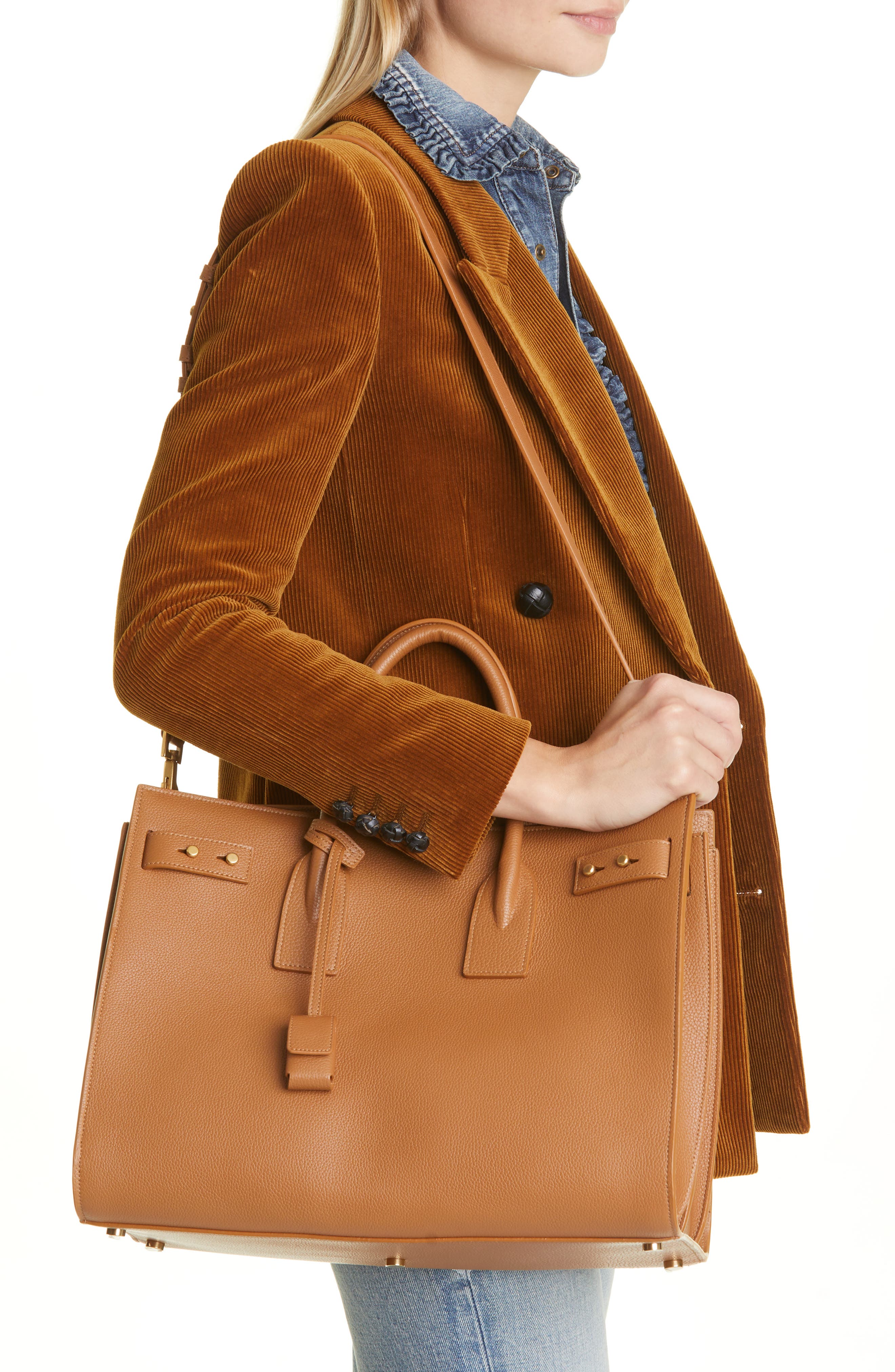 Saint Laurent Medium Sac de Jour Leather Top Handle Bag, Alternate, color, 