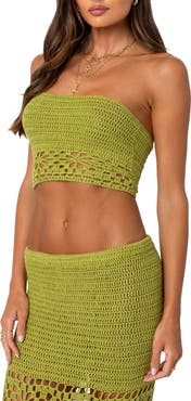EDIKTED Ida Open Knit Tube Top