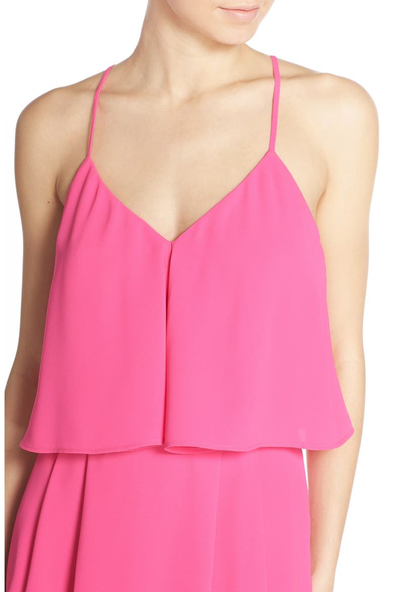 Ruffle Crepe Popover Dress, Alternate, color, HOT PINK