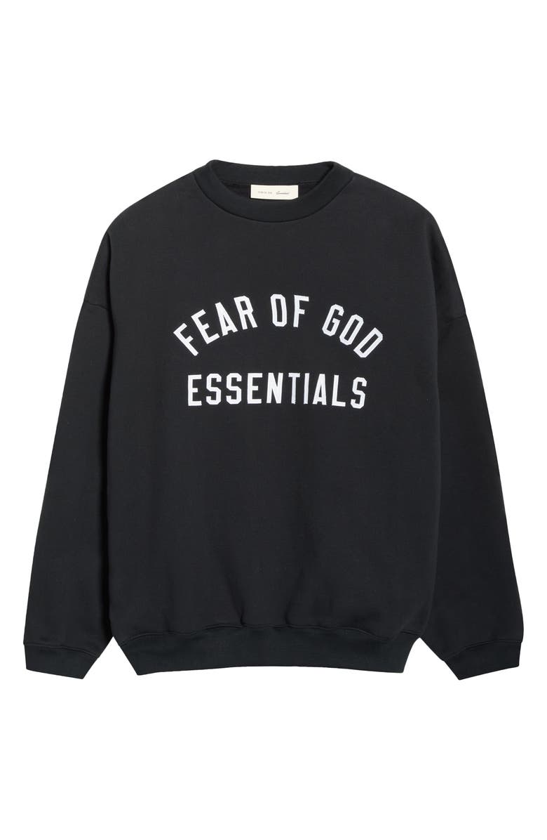 Fear of God Essentials '90s Fit Fleece Crewneck Sweatshirt, Main, color, Vintage Black