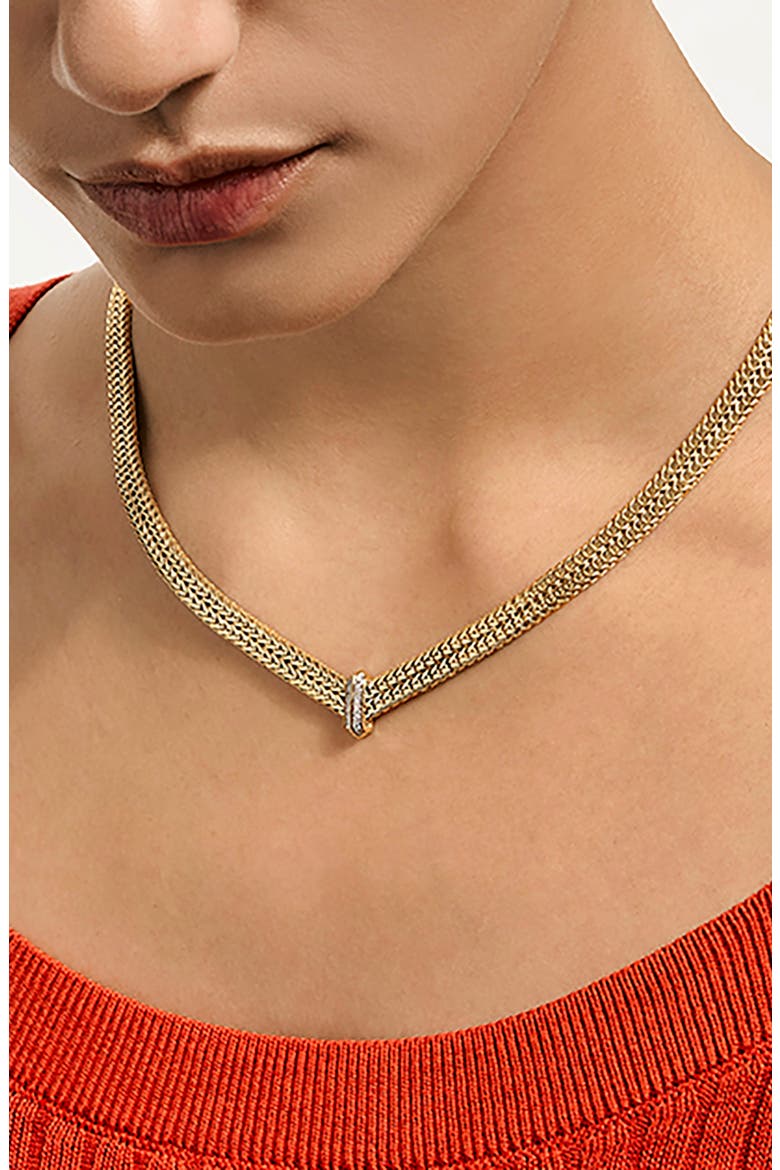 Icon Link Necklace, 14K Gold, Diamonds, Alternate, color, GOLD