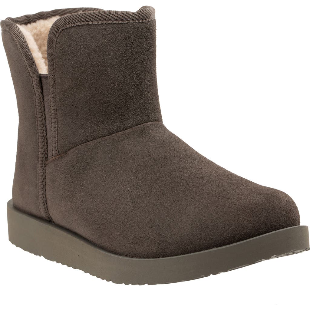 Revitalign Aspen Fireside Faux Fur Lined Leather Bootie Slipper In Gray