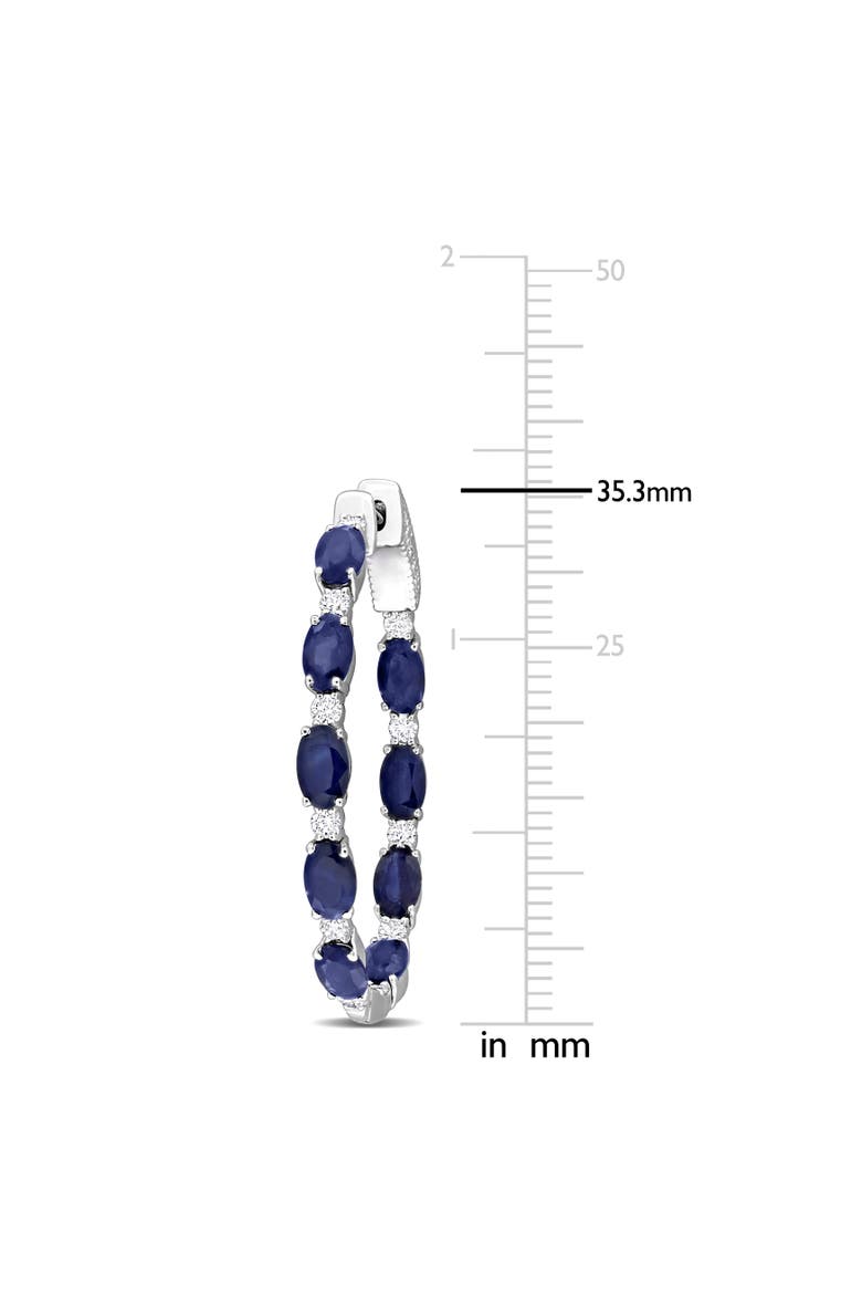 Blue Sapphire & Diamond Hoop Earrings 14K, Alternate, color, Sapphire