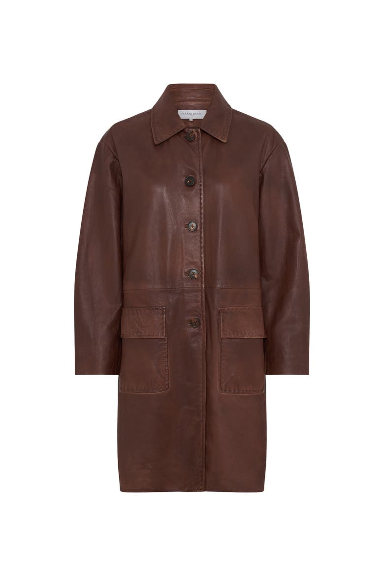 Madyson Long Leather Jacket, Alternate, color, Cigar
