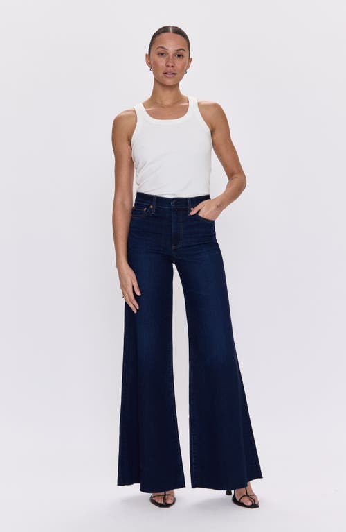 Pistola Izzy High Waist Raw Hem Wide Leg Flare Jeans In Blue