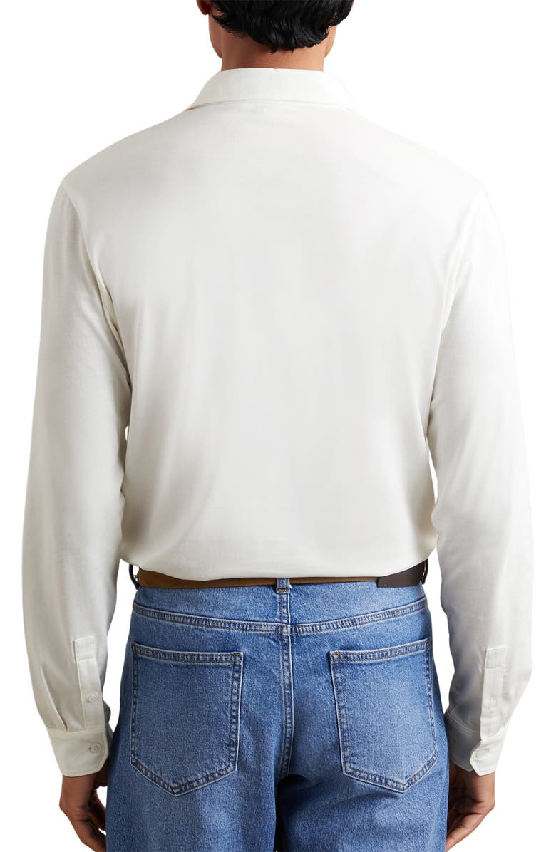 Reiss Portofino Long Sleeve Supima<sup>®</sup> Cotton Polo, Alternate, color, White