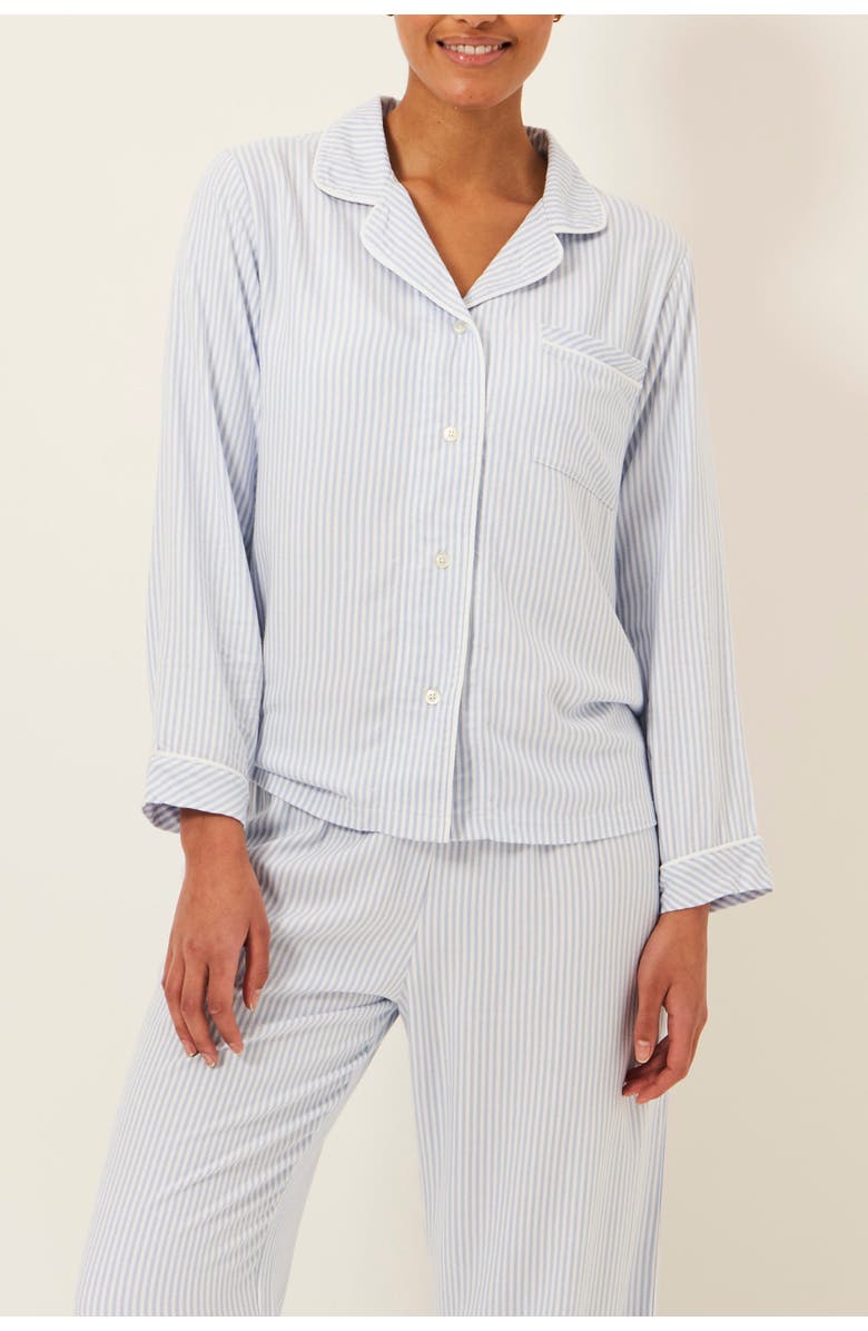 Stripe & Stare Ecovero Long Sleeve Pyjama Top, Main, color, Blue Stripe