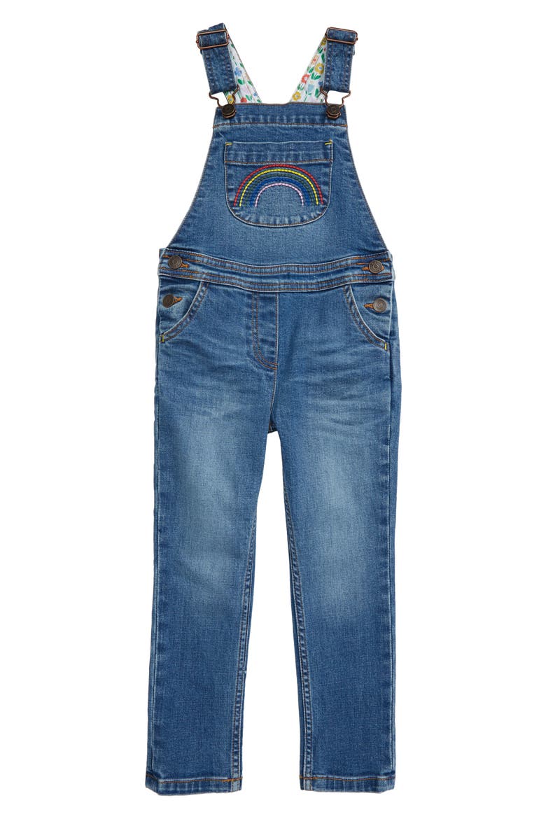 Fun Denim Overalls, Main, color, LIGHT VNTGE DENIM RAINBOW