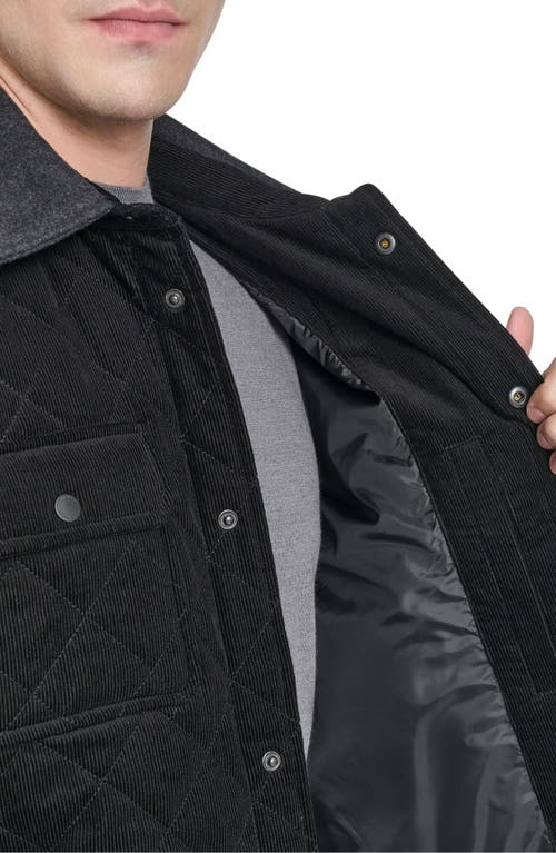 Cole Haan Quilted Shirt Jacket In Black