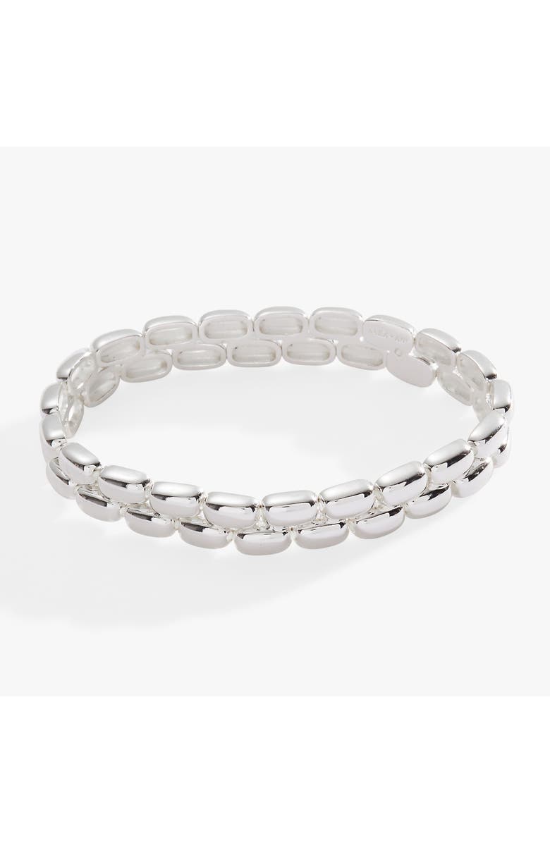 Alex and Ani Pave Curb Chain Stretch Bracelet, Main, color, Silver