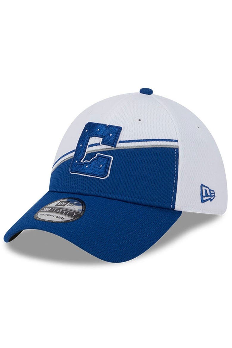 Men's New Era  White/Royal Indianapolis Colts 2023 Sideline 39THIRTY Flex Hat, Alternate, color, White