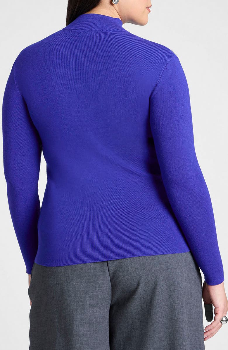 ELOQUII Crystal Embellished Rib Mock Neck Sweater, Alternate, color, 