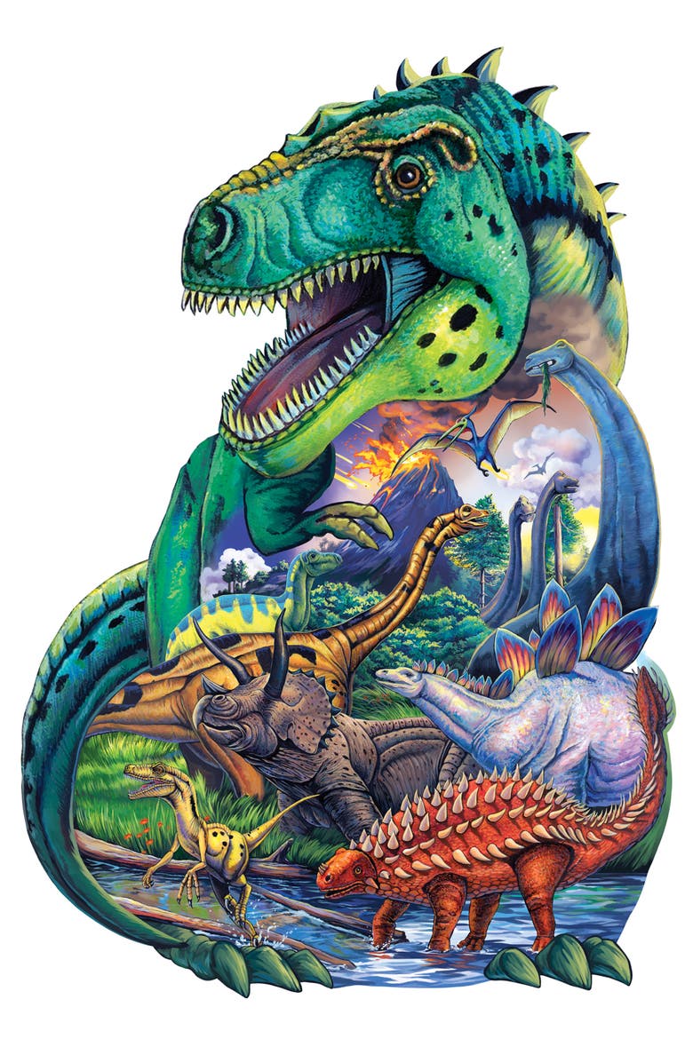 Dinosaur Days 100pc Shaped Jigsaw Puzzle, Alternate, color, Multicolor