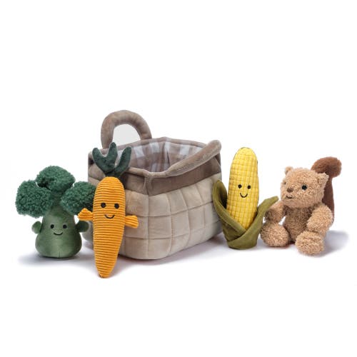 Lambs & Ivy Plush Veggie Basket Play Set With Interactive Stuffed Vegetable Toys In Multi