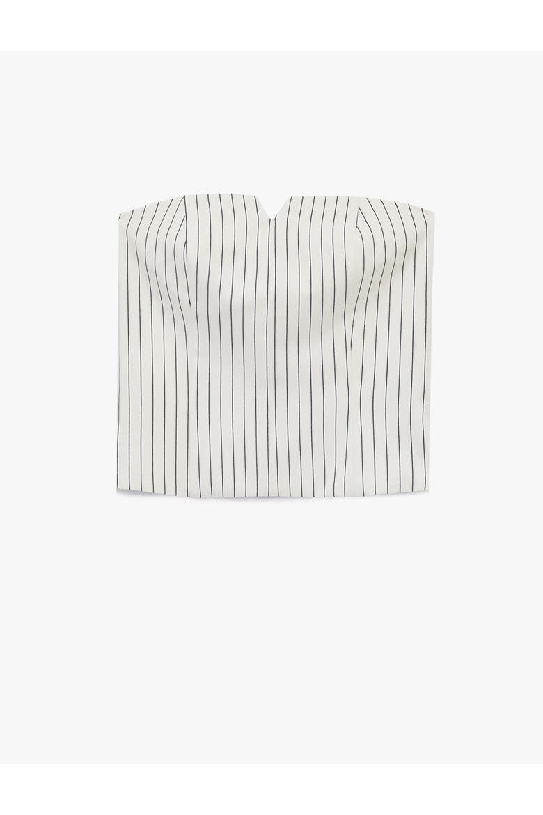 Striped Strapless Silk Blend Corset Top, Alternate, color, WHITE STRIPE