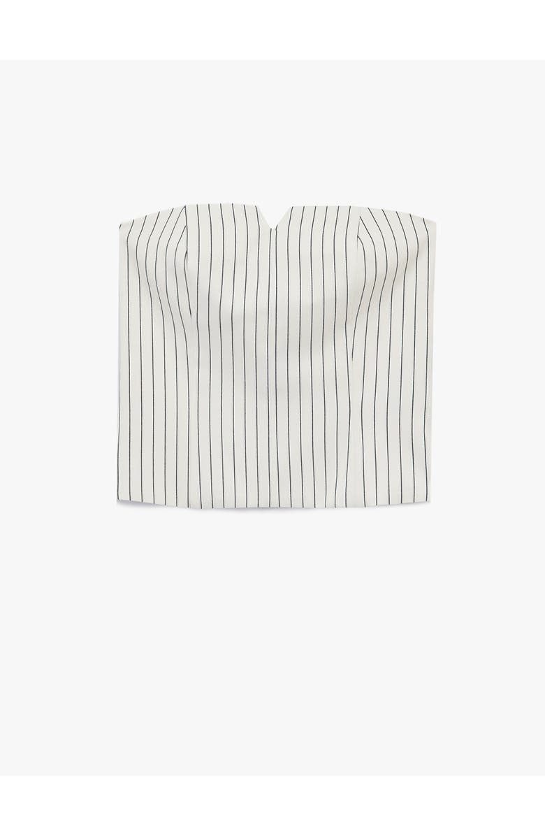 Koton Striped Strapless Silk Blend Corset Top, Alternate, color, White Stripe