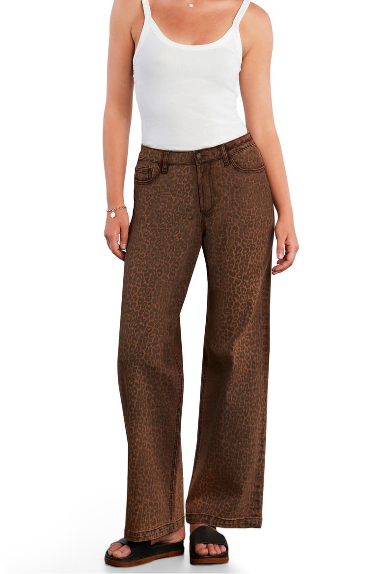 Animal Print Straight Leg Jeans, Alternate, color, BROWN LEOPARD