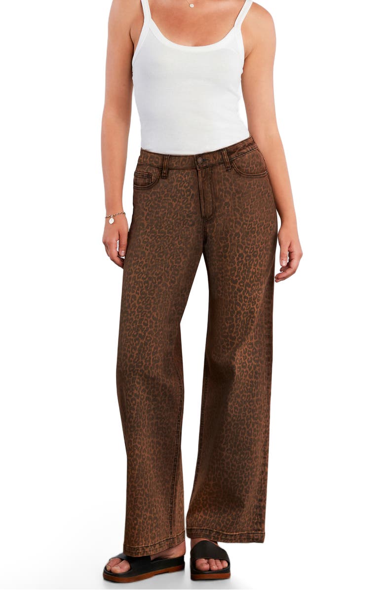 Wash Lab Denim Animal Print Straight Leg Jeans, Alternate, color, Brown Leopard