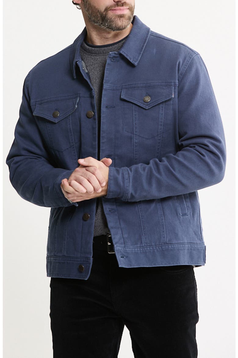Lined Bull Denim Trucker Jacket, Main, color, NAVY