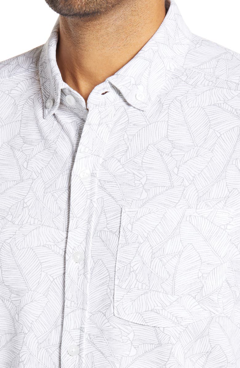 Cutter & Buck Reach Regular Fit Stretch Print Short Sleeve Button Down Shirt, Alternate, color,