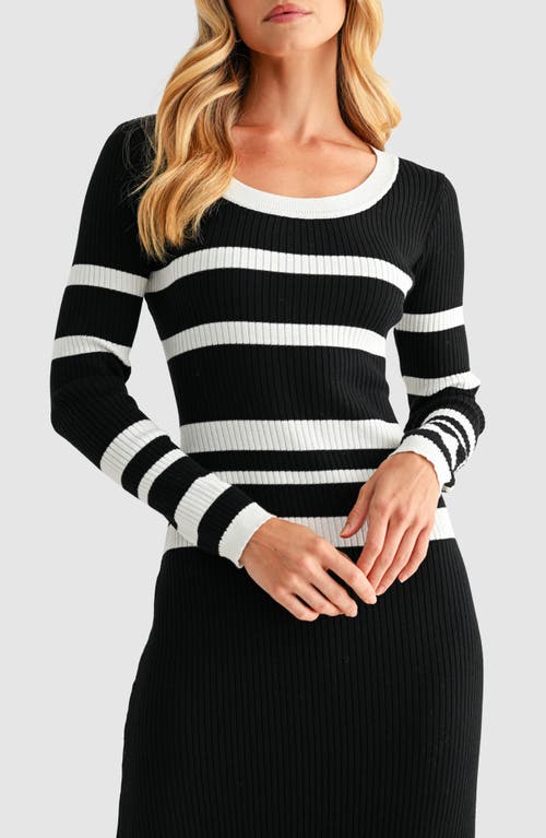 Mila Mae Varigated Stripe Long Sleeve Rib Sweater Dress In Multi