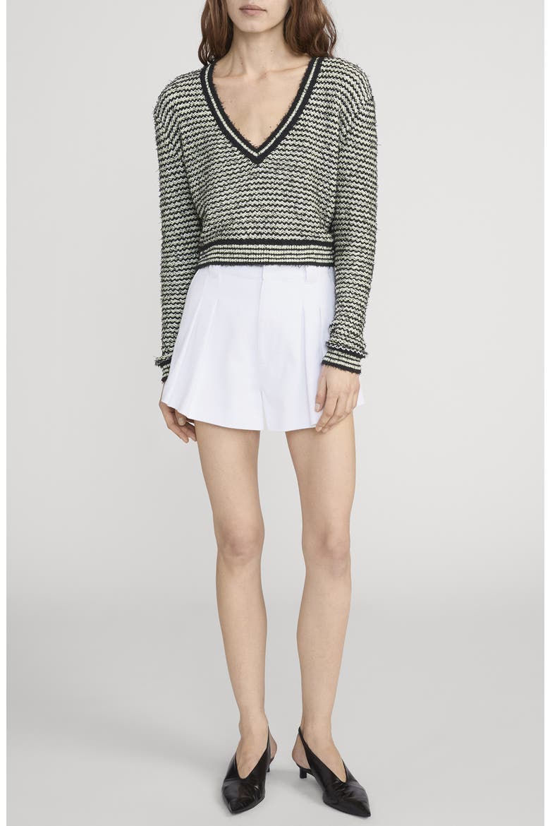 The Structural Pleated High Waist Shorts, Alternate, color, WHITE