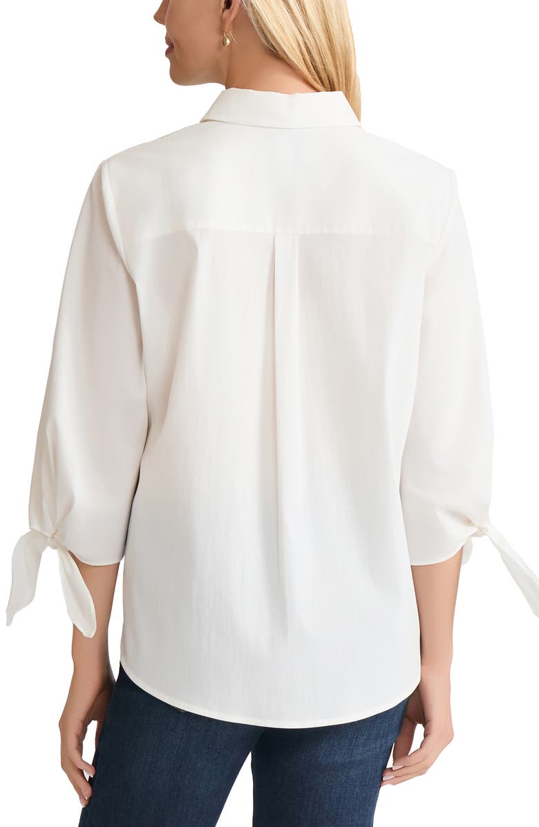 Jones New York Tie Sleeve Front Button Shirt, Alternate, color, Nyc White