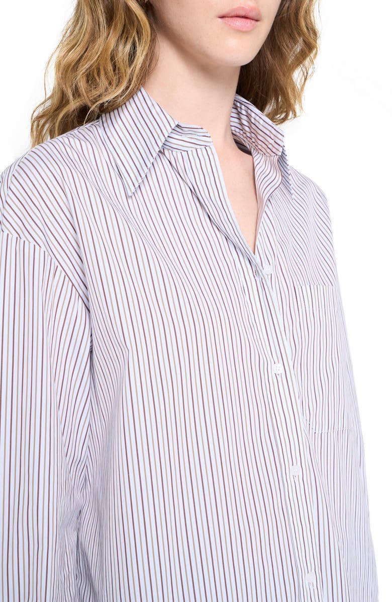 TWP Big Joe Stripe Cotton Button-Up Shirt, Alternate, color, Baby Blue/ Chocolate / Khaki