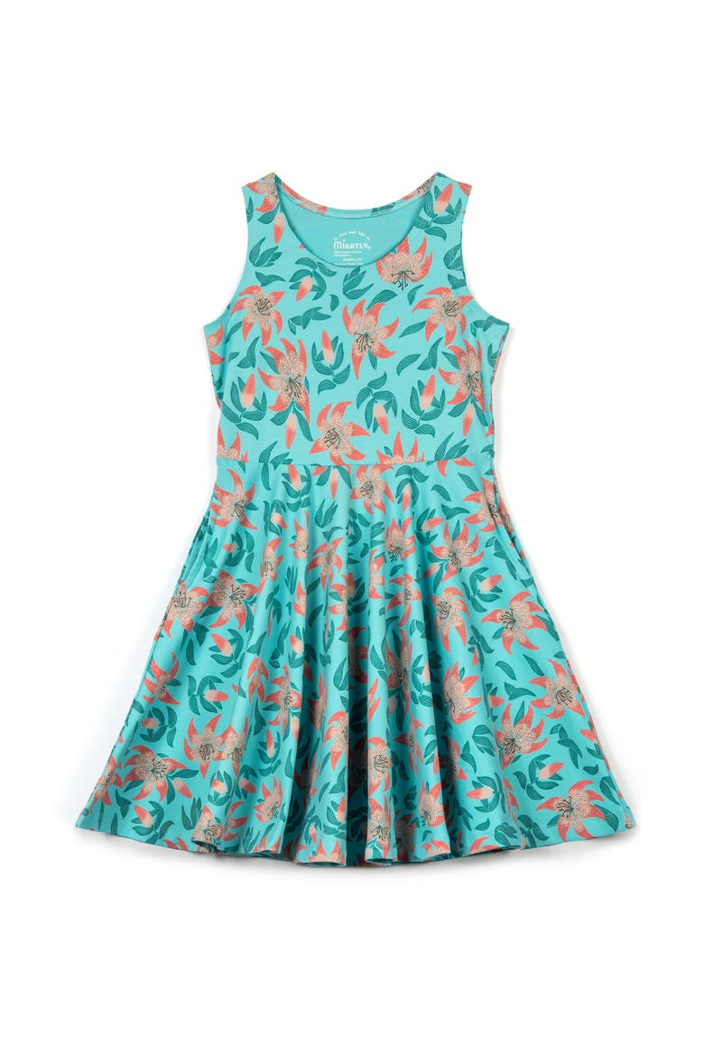 Organic Cotton Sleeveless Print Twirl Dress, Main, color, Tiger Lily
