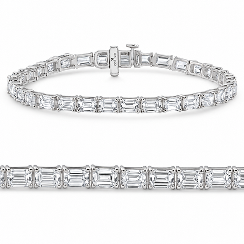 Certified 12.25ct Emerald Cut Diamond Tennis Bracelet Gold Lab Grown