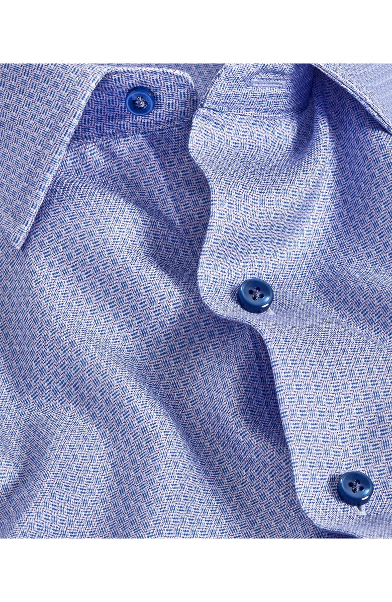 David Donahue Micro Print Sport Shirt, Alternate, color, Blue/ Purple